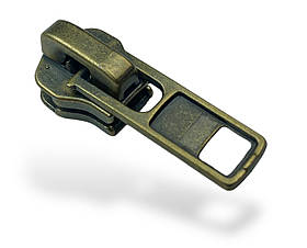 Бігунок No8 для металевої блискавки з фіксатором Антик 17920