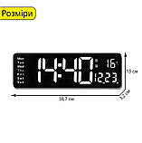 Настінний електронний годинник з великими цифрами, термометр, календар, секундомір, таймер., фото 2