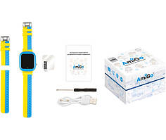 Smart Watch AmiGo GO004 Splashproof Camera+Led Blue/yellow UA UCRF Гарантія 6 міс