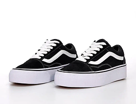 Чорно білі кеди Vans Old Skool Platform кросівки на високій підошві, фото 3