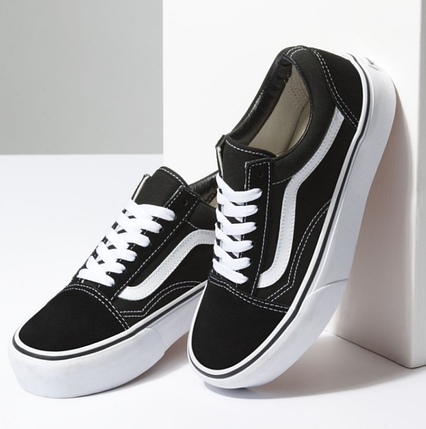 Чорно білі жіночі кеди Vans Old Skool Platform на високій підошві, фото 1