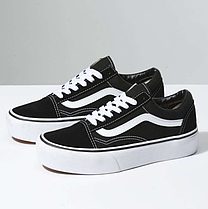 Чорно білі жіночі кеди Vans Old Skool Platform на високій підошві, фото 3