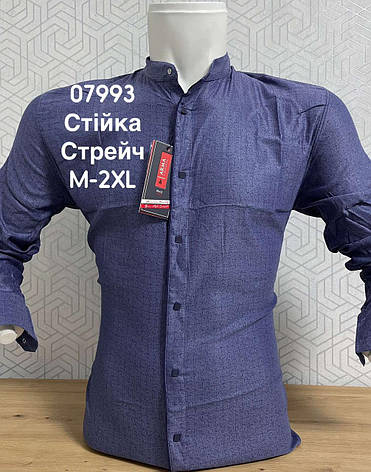 Стрейчева сорочка ARMA стійка, з принтом клітка, фото 1
