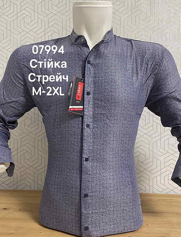 Стрейчева сорочка ARMA стійка, з принтом клітка, фото 1