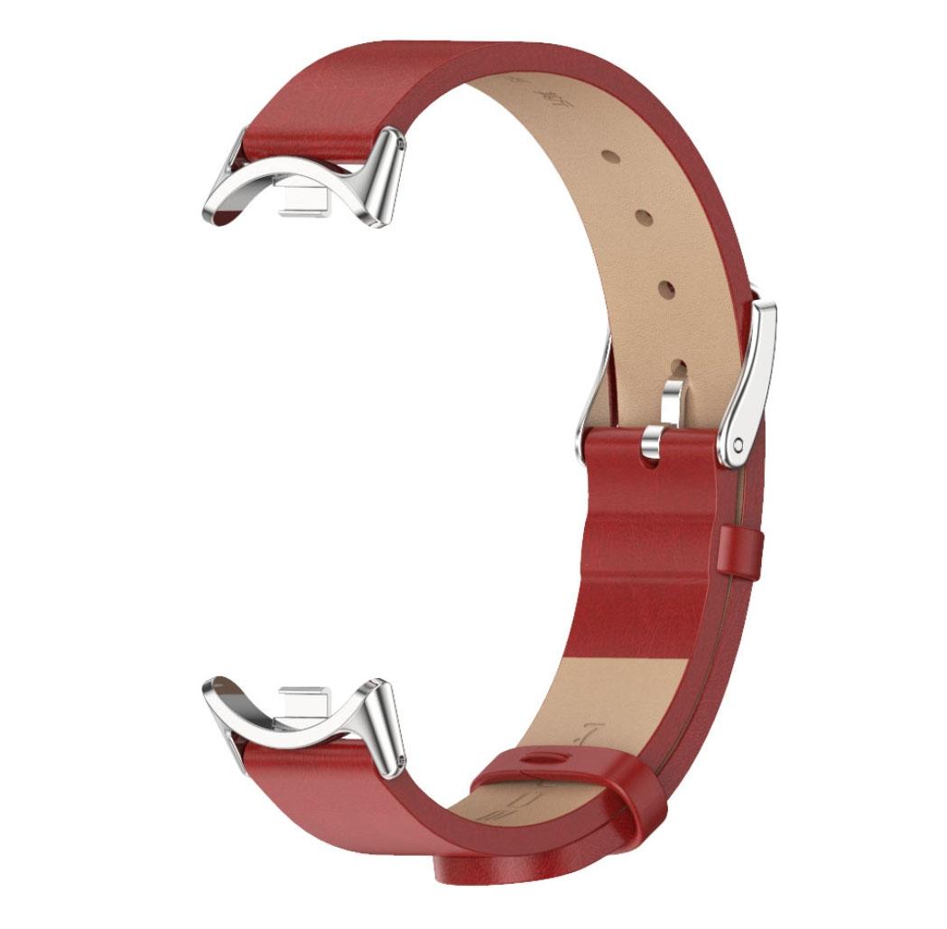 Шкіряний ремінець Mijobs для фітнес браслета Xiaomi Smart Band 9 - Red&Silver, фото 1
