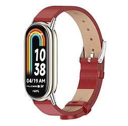 Шкіряний ремінець Mijobs для фітнес браслета Xiaomi Mi Smart Band 8 - Red&Silver