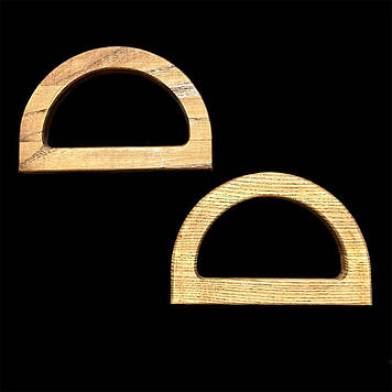 Дерев'яні напівкруглі ручки для сумки 15 см на 10 см матеріал дуб (пара) колір горіх