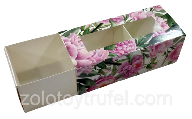 Коробка для макаронс 14*6*5 см Пионы с окном - купить по лучшей цене в ...