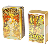 Золотое Таро в современном стиле. Golden art nouveau tarot в жестяной коробке с золотым тиснением.