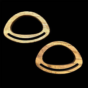 Дерев'яні напівкруглі ручки для сумки 12 см на 8 см матеріал дуб (пара) колір горіх