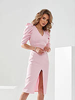 Красивое платье с разрезом XS S M L (42 44 46 48) платье с открытой спинкой розовое