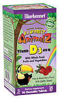 Витамин D3 400IU для детей Bluebonnet Nutrition Вкус Ягод Rainforest Animalz 90 жевательных конфет