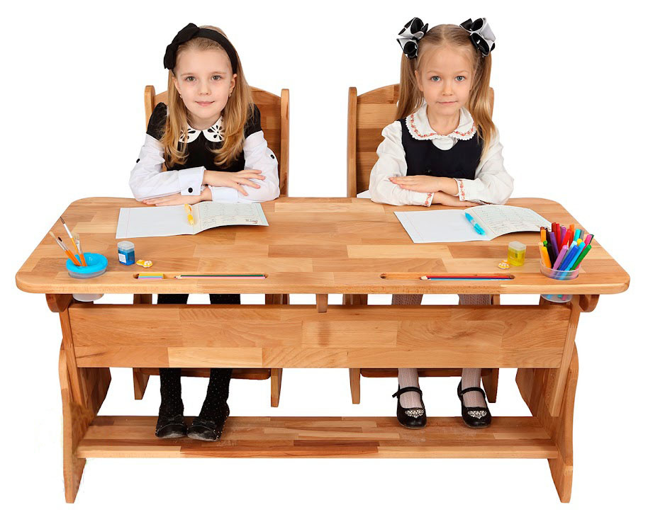Дитяча парта трансформер і стільці Ростишка каркас дерево бук, ширина 120 см (Mobler TM)