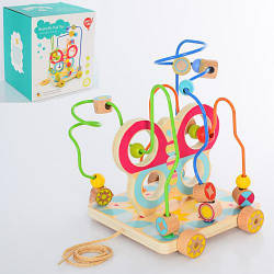 Дерев'яна іграшка Лабіринт LL159 на дроті, метелик-каталка