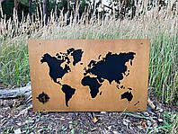 Картина карта мира из дерева