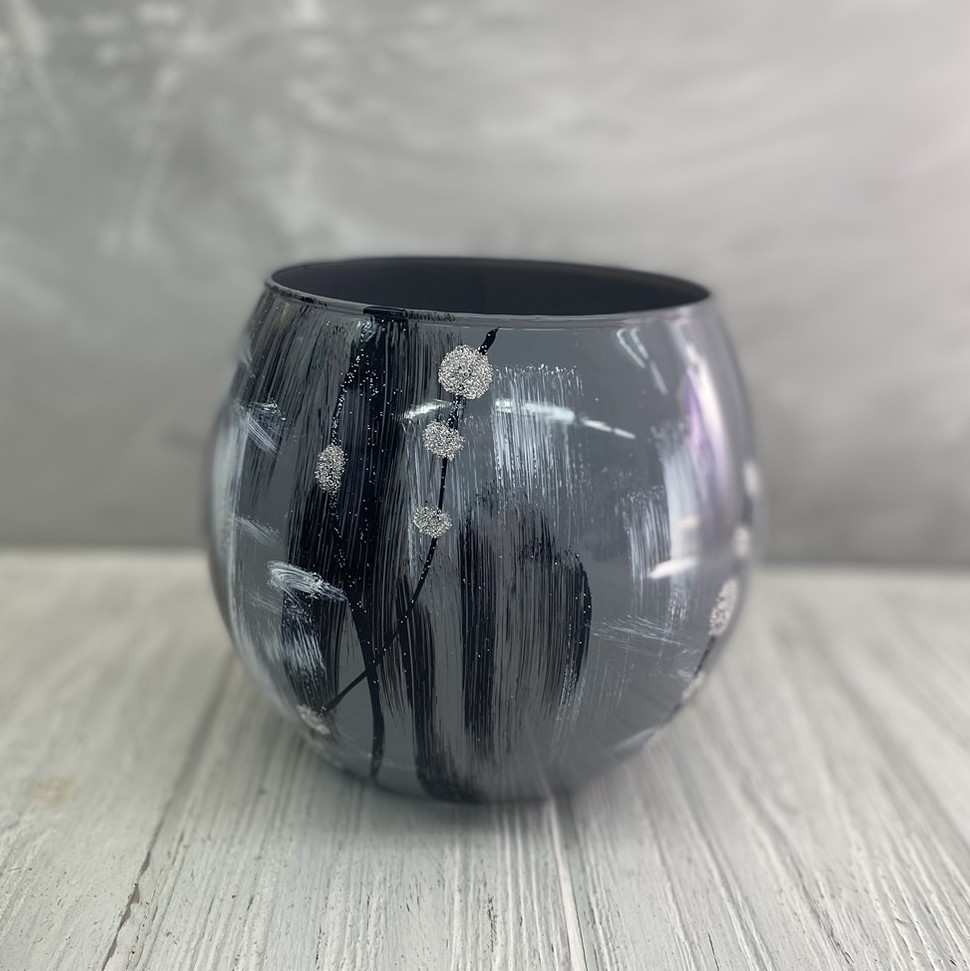 Ваза-куля сіра "Абстракція" (h=15) 2,2 л., фото 1