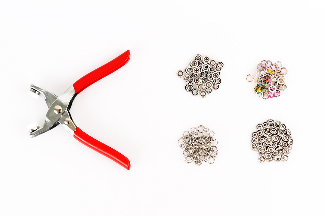 Прес (установник) ручний для кнопок + 50 шт. кнопок, кольорові, фото 1