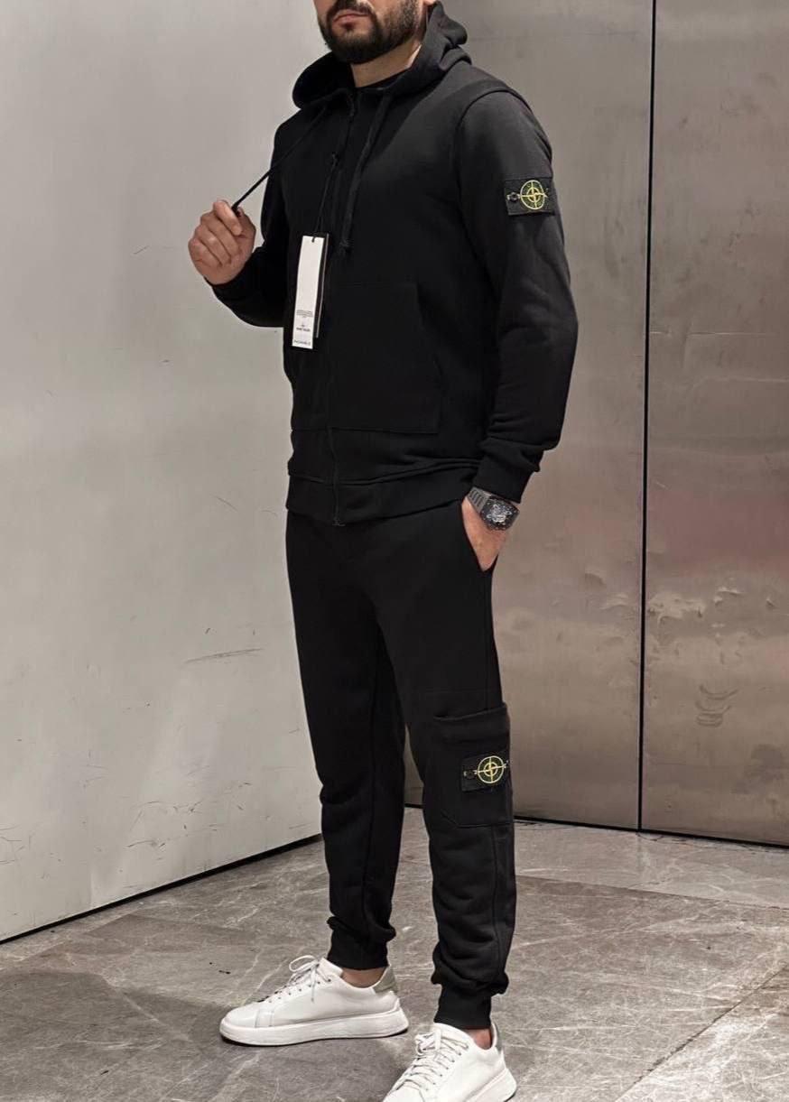 Чоловічий спортивний костюм Stone Island CK6569 чорний, фото 1
