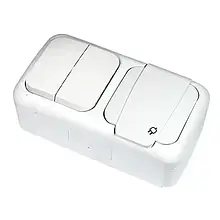 Розетка-вмикач VIKO зовнішня Palmiye 1гніздо із заземленням та кришкою/2-ий біла