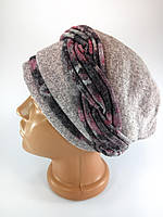 Чалма жіноча шапка Тюрбан з косою Рожева зимова Фліс