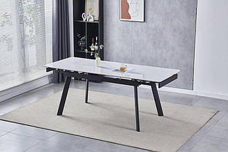 Стіл OSLO CERAMIC 120(180)*80 білий мат/чорний каркас