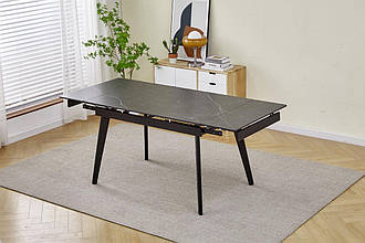 Стіл OSLO CERAMIC 120(180)*80 чорний глянець/чорний каркас