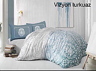 Комплект постільної білизни ранфорс євро розмір Altinbasak Vizyon turkuaz