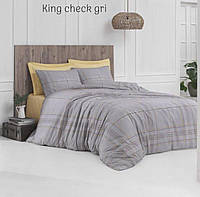 Комплект постельного белья ранфорс евро размер Altinbasak King check gri