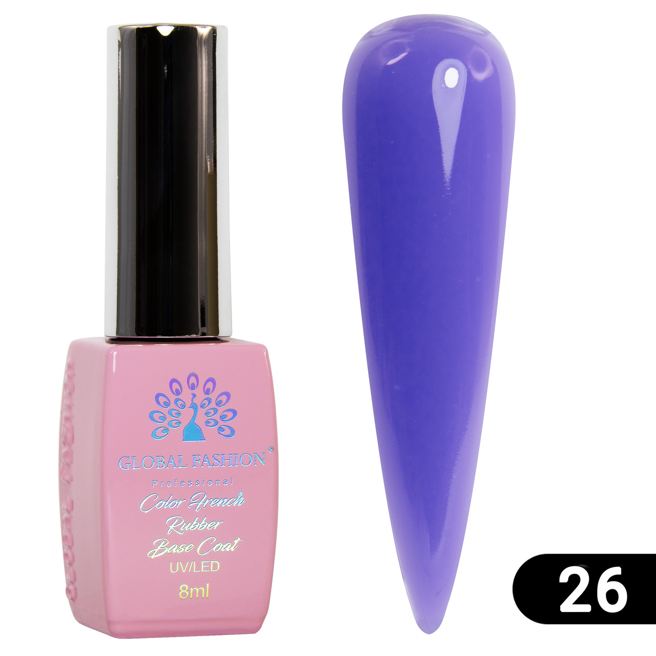 Кольорова френч база для гелю лаку GLOBAL FASHION, Color French Base 8ml №26