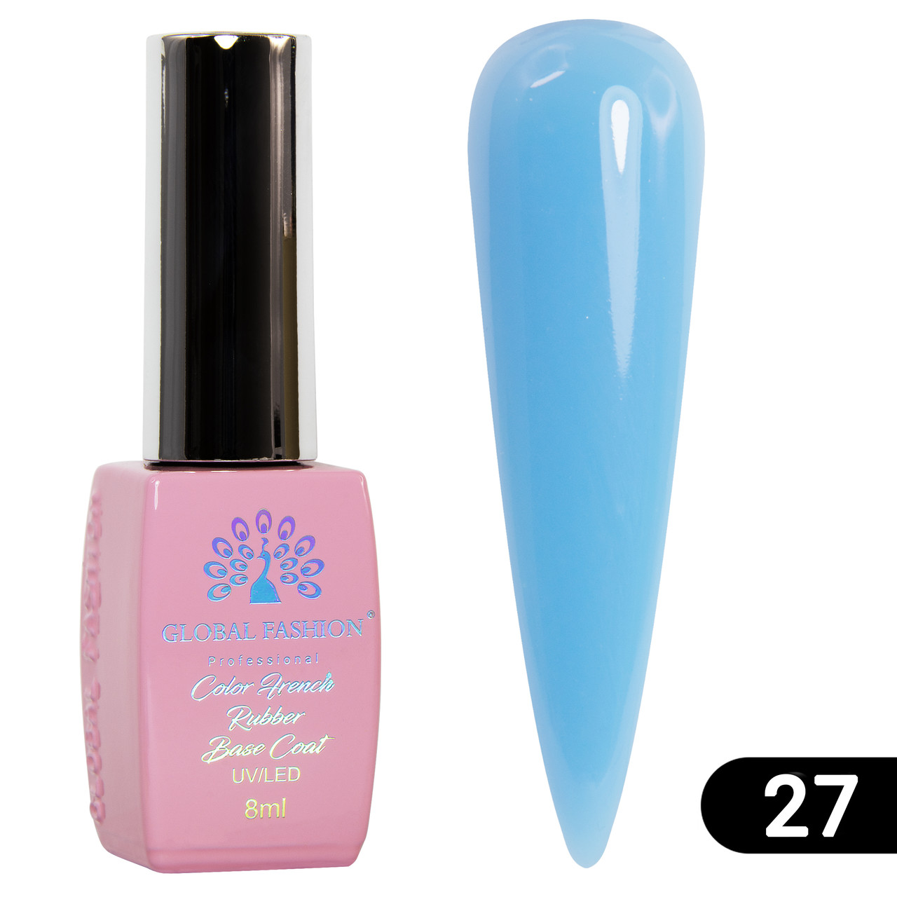 Кольорова френч база для гелю лаку GLOBAL FASHION, Color French Base 8ml №27