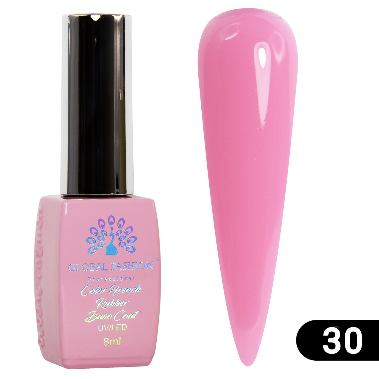 Кольорова френч база для гелю лаку GLOBAL FASHION, Color French Base 8ml №30
