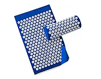 Акупунктурный массажный коврик для спины/ног с подушкой (валик) ProSource Acupressure Mat Синий Топ продаж