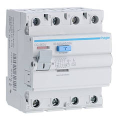 Диференціонне реле Hager 4п 30 мА 63А дифреле (CDA463D)