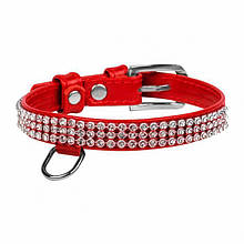 Нашийник Collar GLAMOUR зі стразами 12 мм довжина 21-29 см червоний