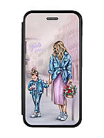 Чехол-книжка с рисунком для Apple iPhone XR Черный :: Мама и дочь (принт 56)