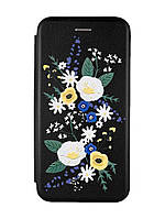 Чехол-книжка с рисунком для Apple iPhone XR Черный :: Цветы. Акварель (принт 271)