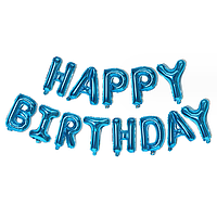Фольговані букви | гірлянда "HAPPY BIRTHDAY", сині