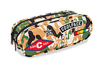 Двухкамерный пенал пустой на молнии CoolPack Clever Camo Desert Badges размер 20х10х9 см