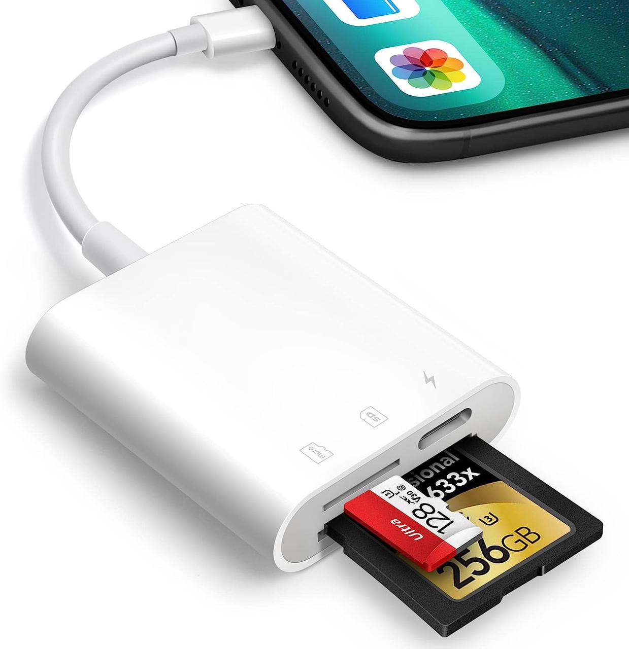 Зчитувач карт SD для iPhone iPad, ігрова камера Oyuiasle Trail, переглядач SD-карт з подвійним слотом для MicroSD / SD, адаптер ка, фото 1