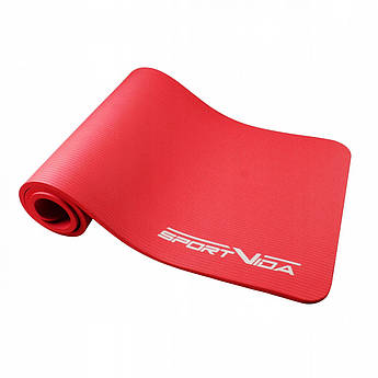 Коврик (мат) для йоги та фітнесу SportVida NBR 1.5 см SV-HK0073 Red .