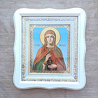 Ікона Анастасія свята великомучениця, лик 15х18 см, у білому фігурному дерев'яному кіоті, тип 3