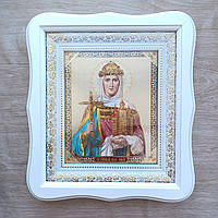 Ікона Ольга свята рівноапостольна Велика княгиня, лик 15х18 см, у білому фігурному дерев'яному кіоті, тип 3