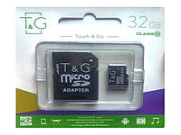 Карта памяти micro SDHC, 32Gb, Class 10, T&G, SD адаптер (TG-32GBSDCL10-01) Топ продаж