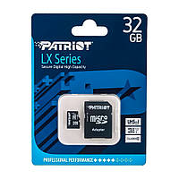 Карта памяти 32GB Patriot LX MicroSDXC UHS-I Class 10 + SD-adapter