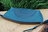 Жіноча шкіряна косметичка ручної роботи, орнамент "Мандала", фото 3