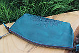Жіноча шкіряна косметичка ручної роботи, орнамент "Мандала", фото 4