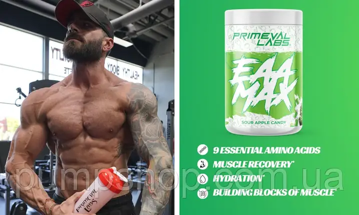 (уцінка термін по 4.25) Амінокислотний комплекс Primeval Labs ЕАА Max 345 г (30 порц.) полуниця+манго, фото 3