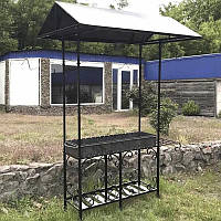 Универсальный мангал - барбекю с крышей и дровницей на 20 шампуров 4мм. Для отдыха на природе.