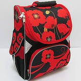 Ранець шкільний Німеччина ортопедичний ТМ Josef otten Маки на чорному JO-1604 для дівчинки, фото 2