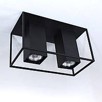 Точечный накладной светильник на 2 лампы 50Вт металл черный 16х13х26 см